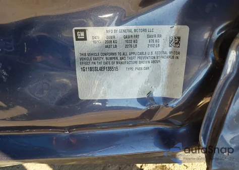 2014 Chevrolet Malibu 1Ls z USA, uszkodzony, nr VIN 1G11B5SL4EF135515